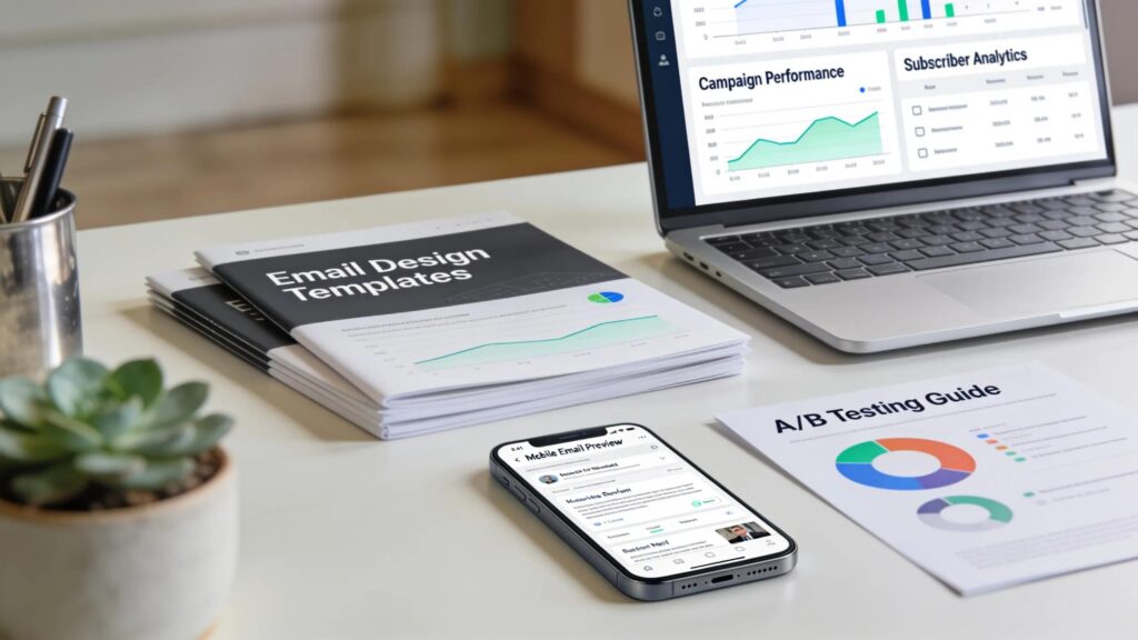 Email marketing analytics dashboard and templates for campaign optimization.