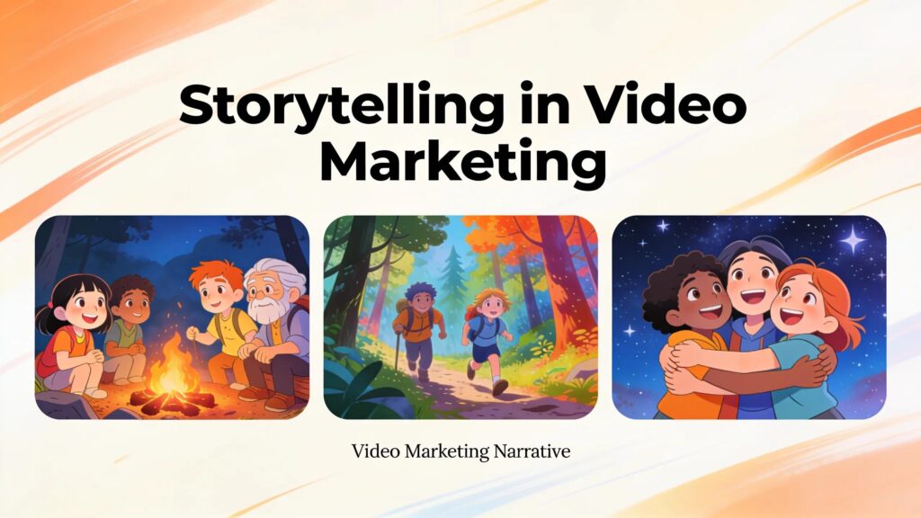 An animated storyboarding session showcasing characters and narrative arcs for effective video marketing.